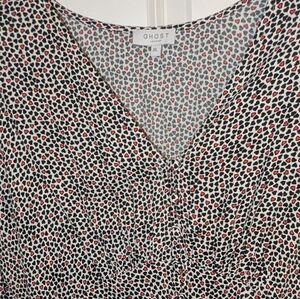 GHOST LONDON Mika Black White Red Heart Long Sleeve Midi Dress Valentines XL